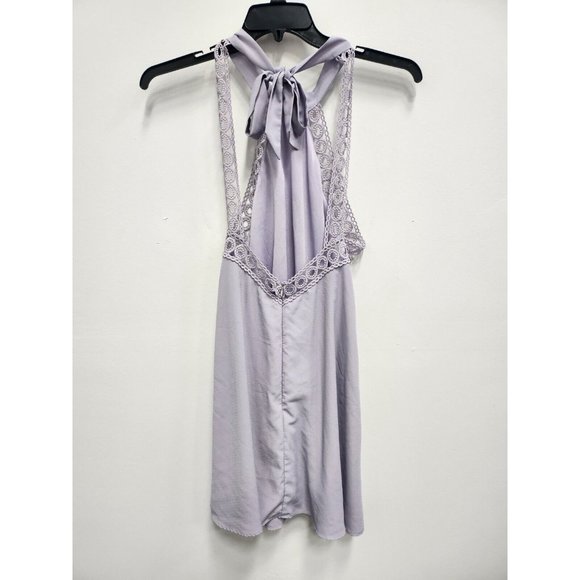 Lulus Womens Any Sway Shape or Form Mini Dress Size Medium Purple Lace Halter - Picture 3 of 10